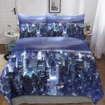 Housse de couette new york microfibre parure de lit housses de couettes new york avec taies d'oreiller ...