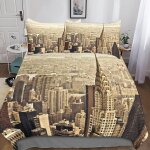Housse de couette new york microfibre parure de lit housses de couettes new york avec taies d'oreiller ...