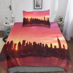 Housse de couette new york microfibre parure de lit housses de couettes new york avec taies d'oreiller ...