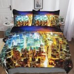 Housse de couette new york d motif imprim�� parure de lit housses de couettes new york en microfibre ...