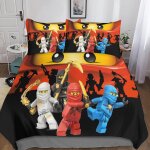 Housse de couette ninjago microfibre parure de lit housses de couettes ninja avec taies d'oreiller d ...