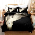 Housse de couette noir et blanc nuit hibou animal x cm parure de lit personne avec housse de couette ...