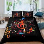 Housse de couette notes de musique pour gar�ons et filles, parure de lit color�e avec papillons et insectes, ...