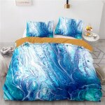 Housses de couettes ocean mer marbre x cm parure lit personnes + x taies d'oreiller xcm microfibre house ...