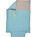 Housse de couette p'tit basile 100x140 cm pluie d'toiles turquoise