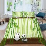 Housse de couette panda bambou x imprim�� d animaux mignons parure de lit personnes hypoallergique microfibre ...