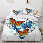 Housse de couette papillon color�� x imprim�� d abstrait parure de lit personnes hypoallergique microfibre ...