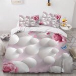 Housse de couette papillon fleur x imprim�� d rose parure de lit personnes hypoallergique microfibre ...