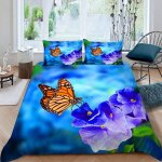 Housse de couette papillon x imprim�� d fleurs nature parure de lit personnes hypoallergique microfibre ...