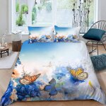 Housse de couette papillon x imprim�� d fleurs nature parure de lit personnes hypoallergique microfibre ...