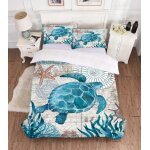 Housse de couette d parure de lit tortue bleue ensemble literie ��tudiant pi��ces en microfibre polyester, ...