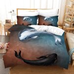 Housse de couette parure xcm pi��ces d imprim�� poisson luxe microfibre hypoallergique ultra douce confortable ...