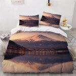 Housse de couette paysage japonais x imprim�� d mont fuji parure de lit personnes hypoallergique microfibre ...
