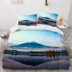 Housse de couette paysage japonais x imprim�� d mont fuji parure de lit personnes hypoallergique microfibre ...