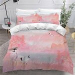 Housse de couette peinture de paysage x imprim�� d japon parure de lit personnes hypoallergique microfibre ...