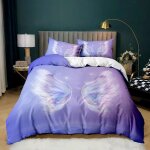 Housse de couette personne garcon ailes d'anges x cm parure lit personne + x taies d'oreiller xcm microfibre ...