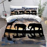 Housse de couette ��l��phant girafe x imprim�� d animaux du coucher du soleil parure de lit personnes ...