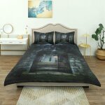 Housse de couette, la porte de la vieille maison hant��e sombre cimeti��re dead myst fiction art, ensemble ...