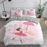 Housse de couette princesse ballet, parure de lit imprimee mignonne rose, motif danseuse de ballet, cadeau ...