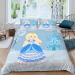 Housse de couette princesse hiver x imprim�� d chateau parure de lit personnes hypoallergique microfibre ...