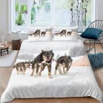 Housse de couette rauque x imprim�� d hiver chien de traineau parure de lit personnes hypoallergique ...