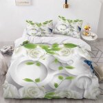 Housse de couette rose blanche x imprim�� d papillon bleu parure de lit personnes hypoallergique microfibre ...