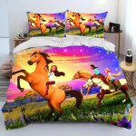 Housse de couette spirit riding free horses, parure de lit pour enfants, motif chevaux de dessin anime, ...