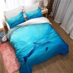 Housse de couette ste - x motif dauphin sautant - entretien facile, doux au toucher, respirant, avec ...