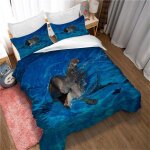 Housse de couette ste - x motif dauphin sautant - entretien facile, doux au toucher, respirant, avec ...