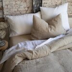 Housse de couette stonewashed en lin blanc 240 x 220