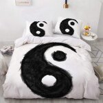 Housse de couette d tai chi yin yang taoism ice fire noir blanc parures de lit de luxe flamme housse ...