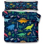 Housse de couette et taie d'oreiller dinosaure animal d microfibre douce parure de lit bleu fonc�� xcm ...