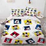 Housse de couette et taie d'oreiller mickey home, parure de lit, housse de couette, dessin anime, cadeau, ...