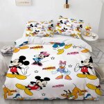 Housse de couette et taie d'oreiller mickey home, parure de lit, housse de couette, dessin anime, cadeau, ...