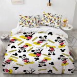 Housse de couette et taie d'oreiller mickey home, parure de lit, housse de couette, dessin anime, cadeau, ...