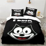 Housse de couette et taie d'oreiller motif dessin anime, motif animal f�lix le chat, parure de lit pour ...
