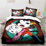 Housse de couette et taie d'oreiller motif dessin anime, motif animal f�lix le chat, parure de lit pour ...