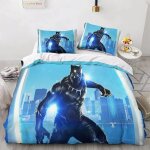 Housse de couette et taie d'oreiller motif panth�re noire, parure de lit pour chambre de garcon et fille, ...