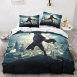 Housse de couette et taie d'oreiller motif panth�re noire, parure de lit pour chambre de garcon et fille, ...