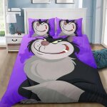 Housse de couette et taie d'oreiller, parure de lit avec motif chat lucifer mignon, decoration pour chambre ...