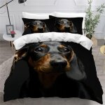 Housse de couette teckel x imprim�� d chien de compagnie parure de lit personnes hypoallergique microfibre ...
