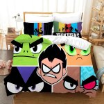 Housse de couette teen titans go robin beast boy parure de lit garcon s filles decoration de chambre ...