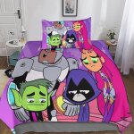 Housse de couette teen titans impression d anime parure de lit en microfibre hypoallergique housses de ...