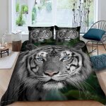 Housse de couette tigre x imprim�� d animaux sauvages parure de lit personnes hypoallergique microfibre ...