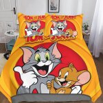 Housse de couette tom and jerry microfibre parure de lit housses de couettes anime avec taies d'oreiller ...