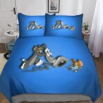 Housse de couette tom and jerry microfibre parure de lit housses de couettes anime avec taies d'oreiller ...