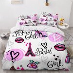 Housse de couette tour eiffel x imprim�� d embrasser les l��vres parure de lit personnes hypoallergique ...