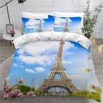Housse de couette tour eiffel paris x imprim�� d paysage parure de lit personnes hypoallergique microfibre ...