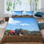 Housse de couette tracteur x imprim�� d champ pays parure de lit personnes hypoallergique microfibre ...