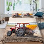 Housse de couette tracteur x imprim�� d machines agricoles parure de lit personnes hypoallergique microfibre ...